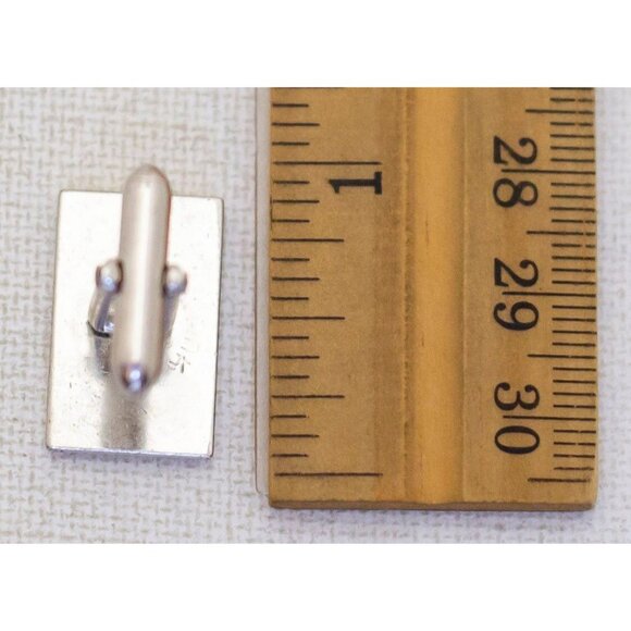 Vintage Geometric Rectangle Silver Tone Cuff Links by Swank - K1 - Picture 2 of 2